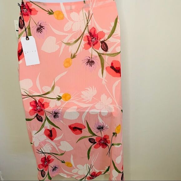 LEITH Floral Midi Skirt With Side Slit - Picture 6 of 8